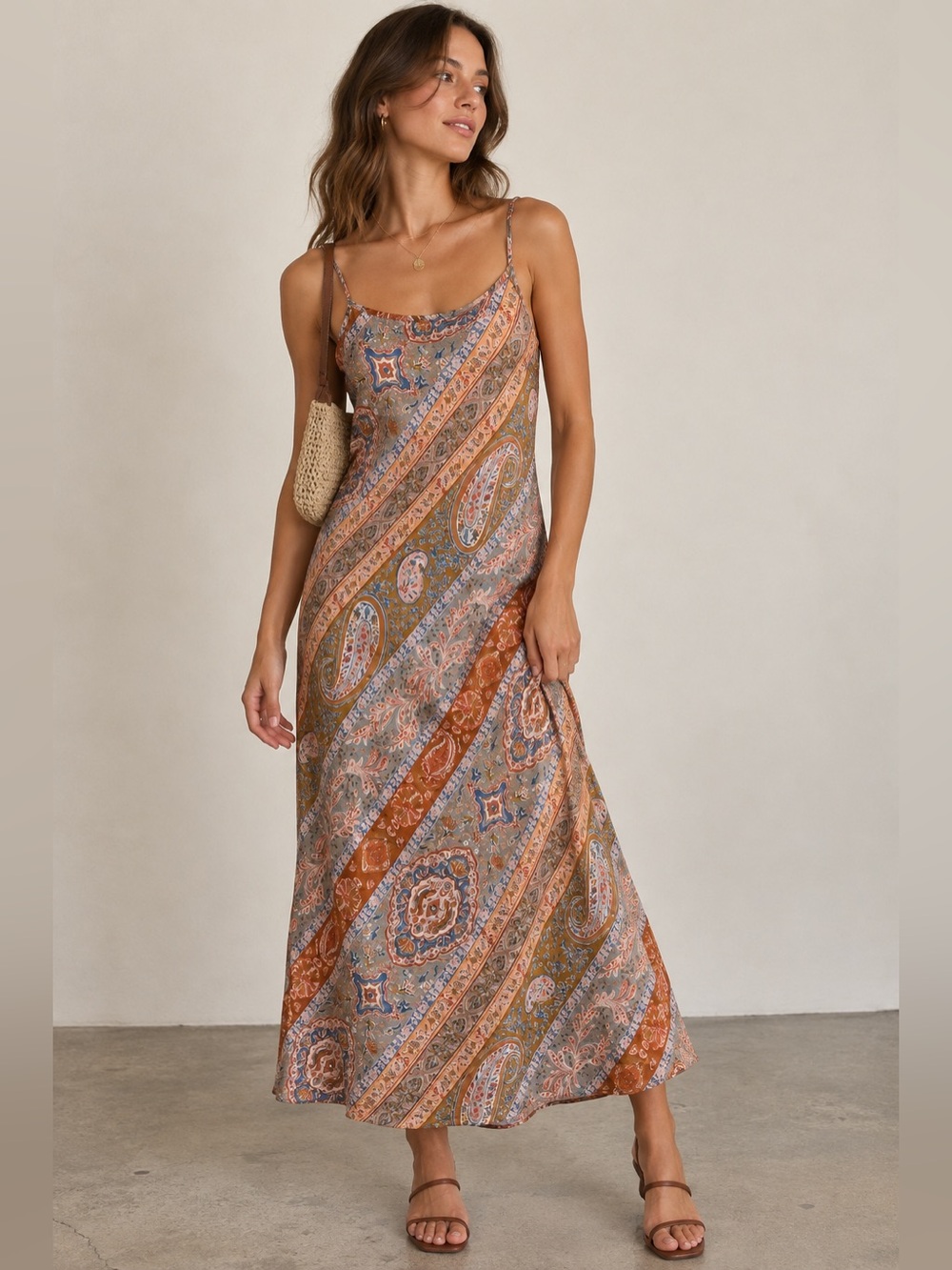 NWT Vrg Grl Paisley Slip Midi Dress - US 8